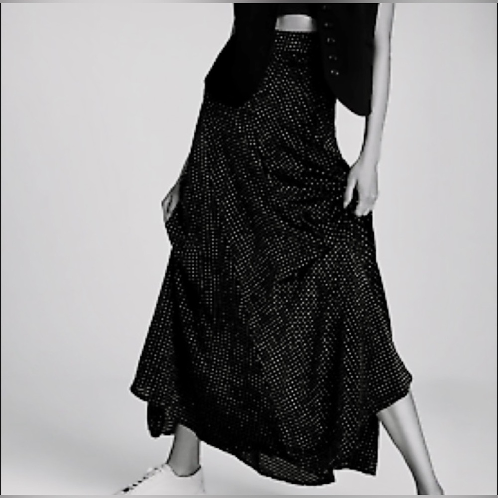 NWOT Zara Black and gold Polka Dot Maxi Skirt